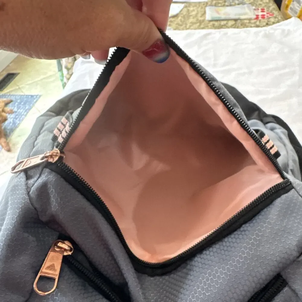 adidas Excel 6 Backpack Jersey Gray Rose Gold Laptop School Travel Book Bag